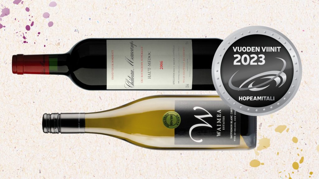 Hopeaa Vuoden Viinit-kilpailussa Waimea Sauvignon Blancille ja Château Maucampsille